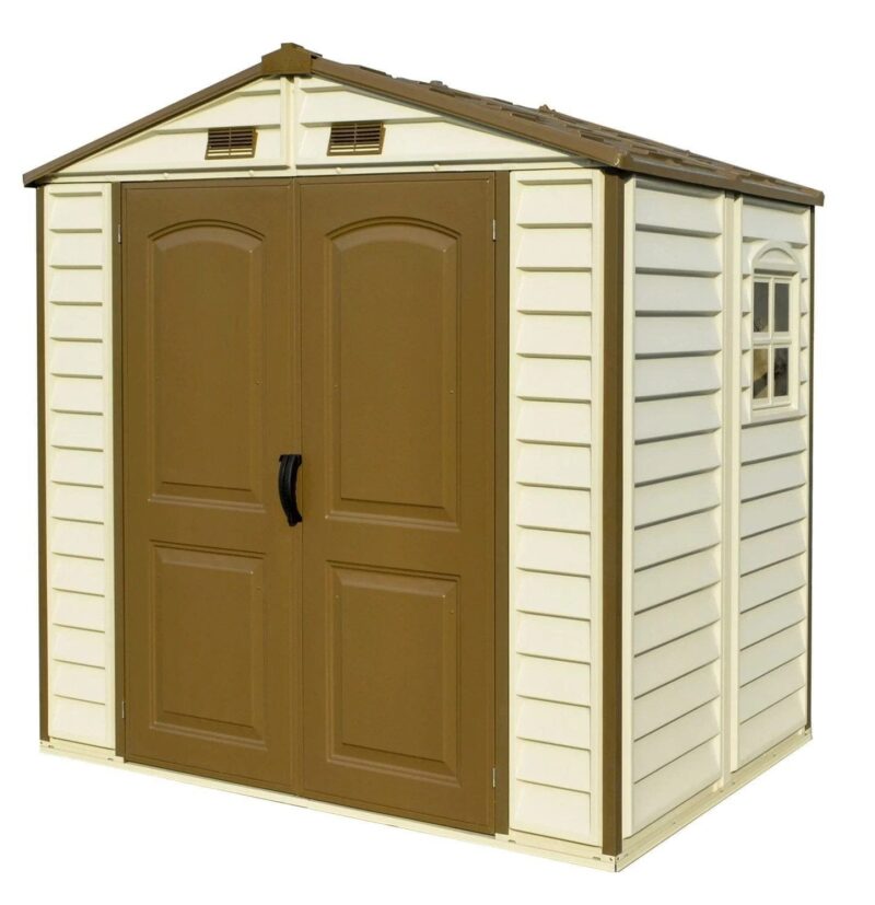 DuraMax 8ft x 6ft Storeall Vinyl Shed with Foundation Kit and window - Image 2