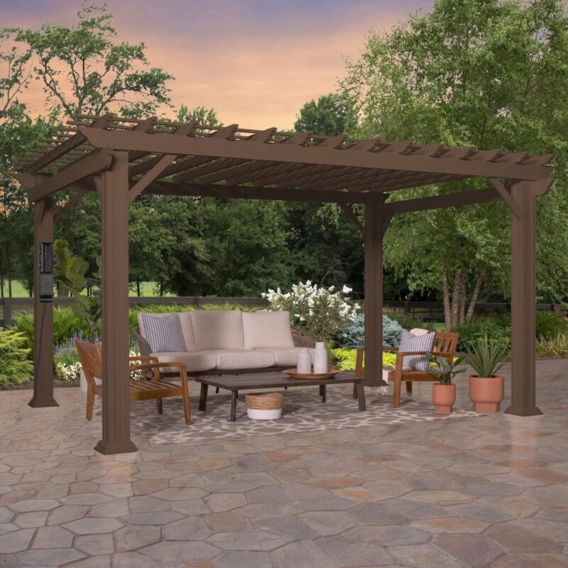 14×10 Ashford Traditional Steel Pergola With Sail Shade Soft Canopy