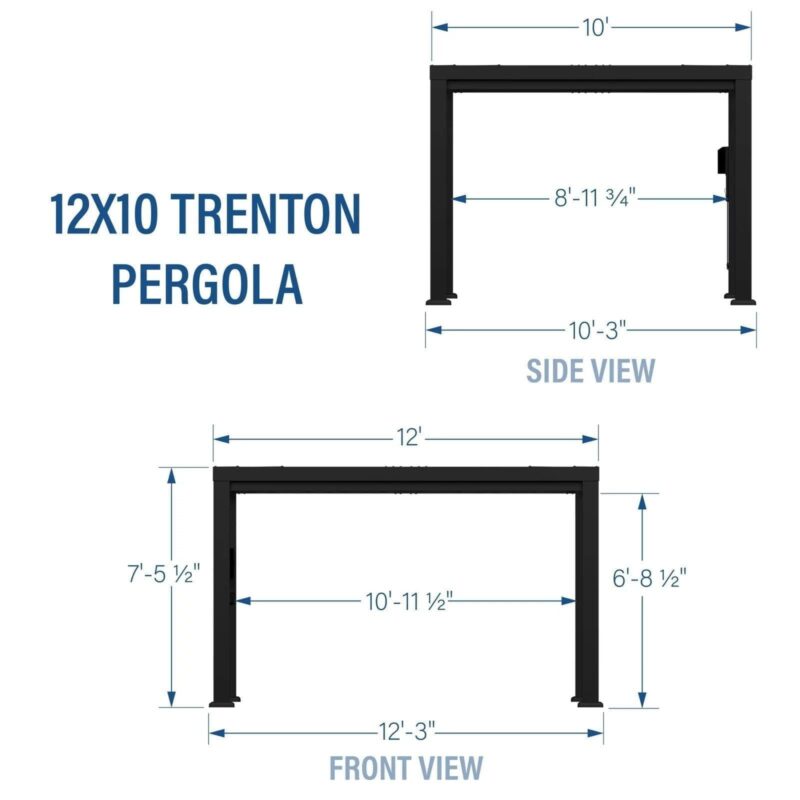 12×10 Trenton Modern Steel Pergola With Sail Shade Soft Canopy - Image 12